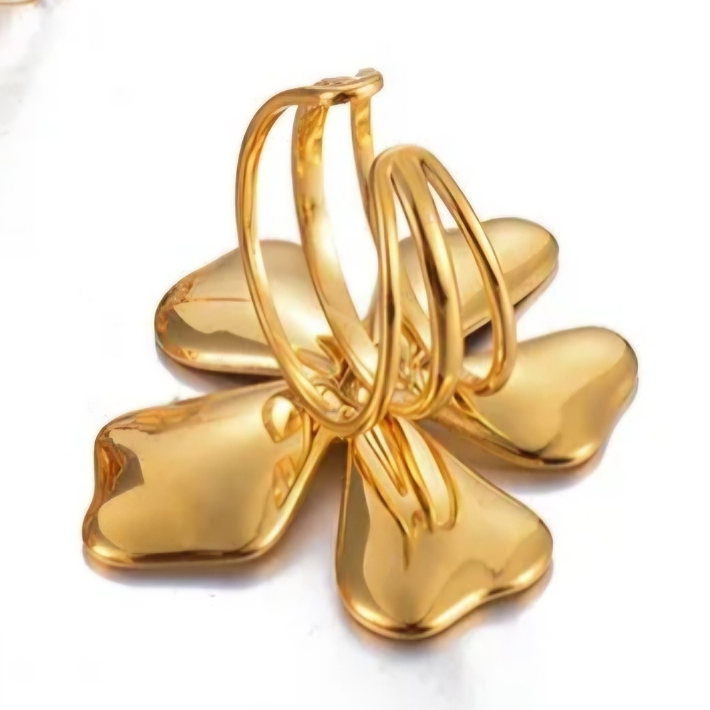 Flower Ring Statement Ring Golden Blossom Adjustable - Picture 6 of 13